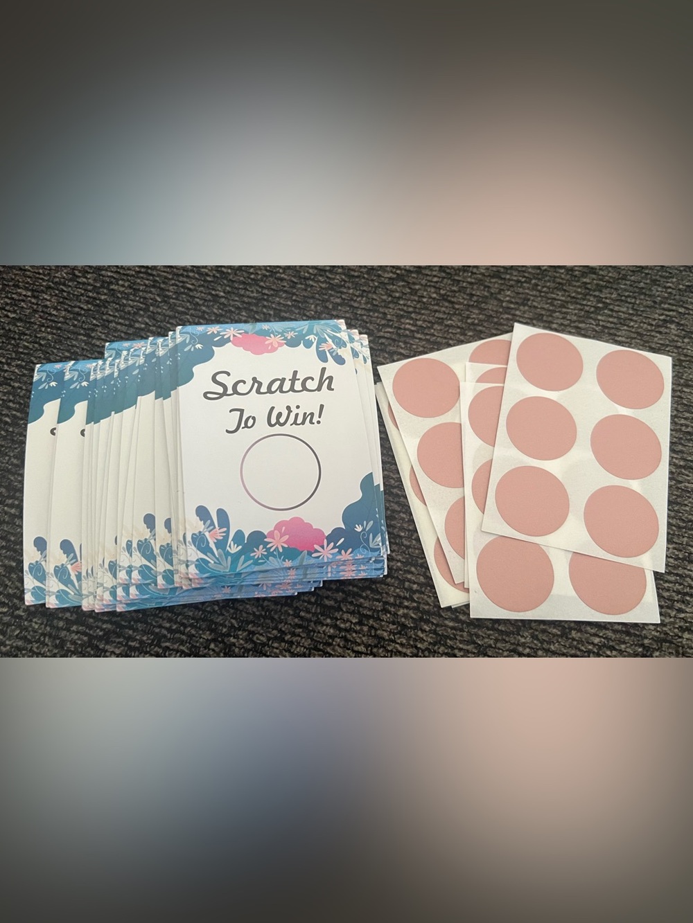 DIY Scratch To Win Cards with Pink Scratch Circles